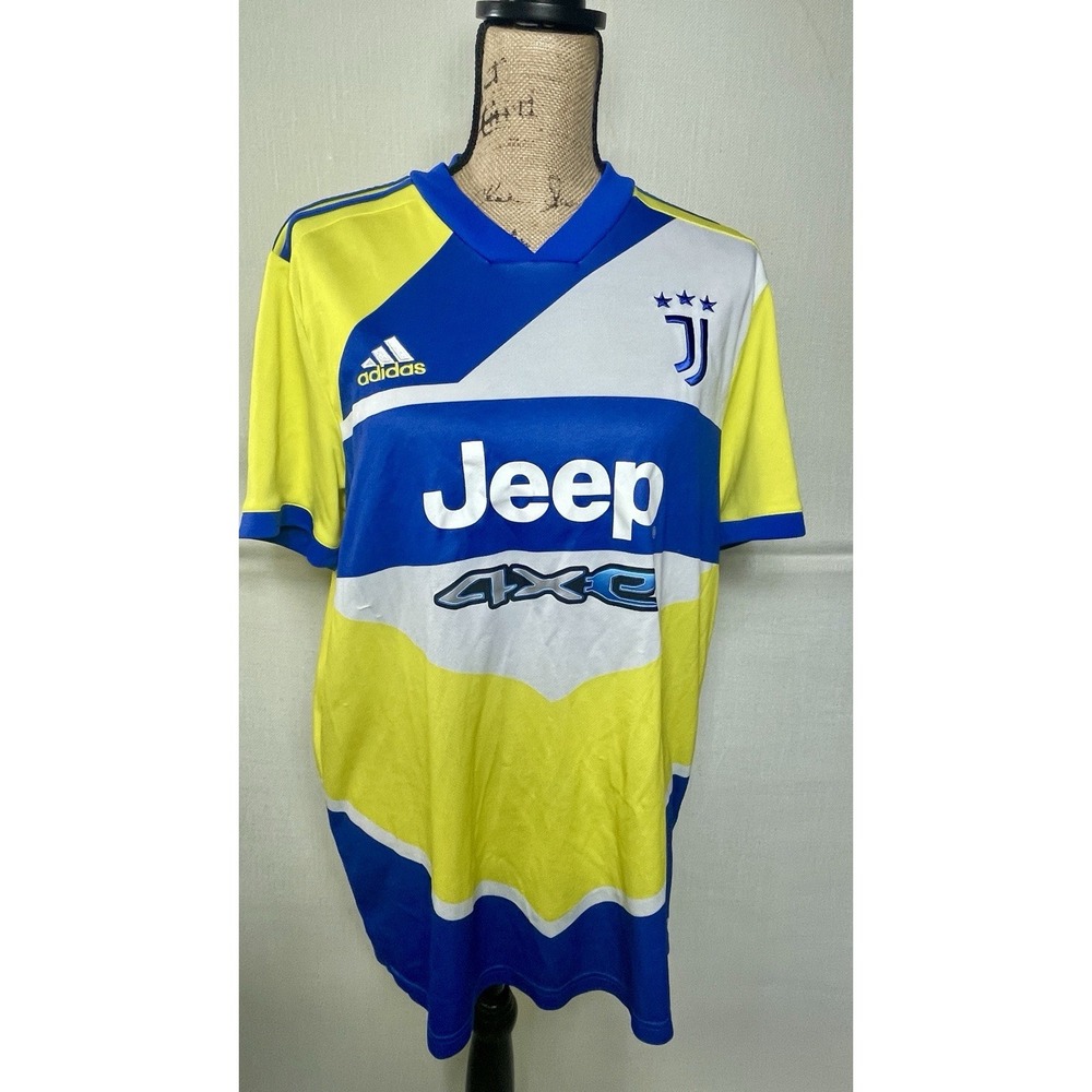 adidas Juventus Men's Soccer Jersey Shirt Yellow Blue White Size L